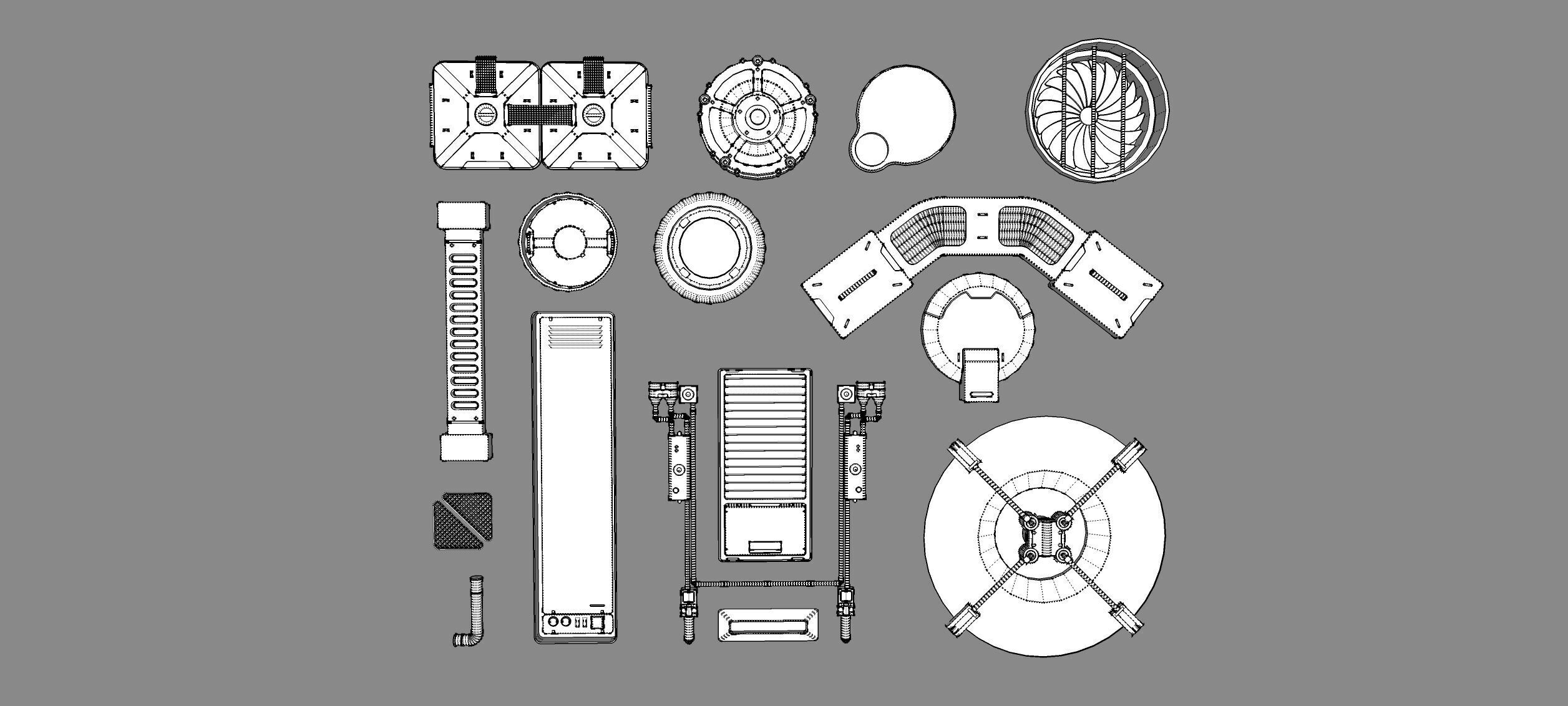 Sci fi trim sheets 6 3D model_17