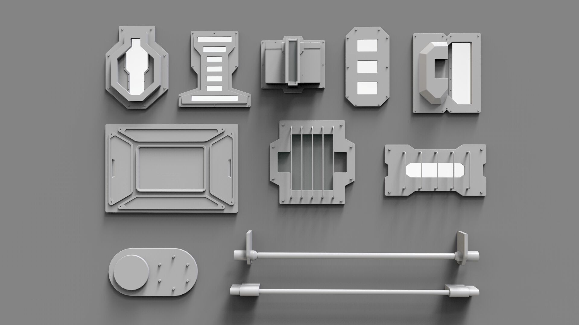 Sci fi trim sheets 6 3D model_9