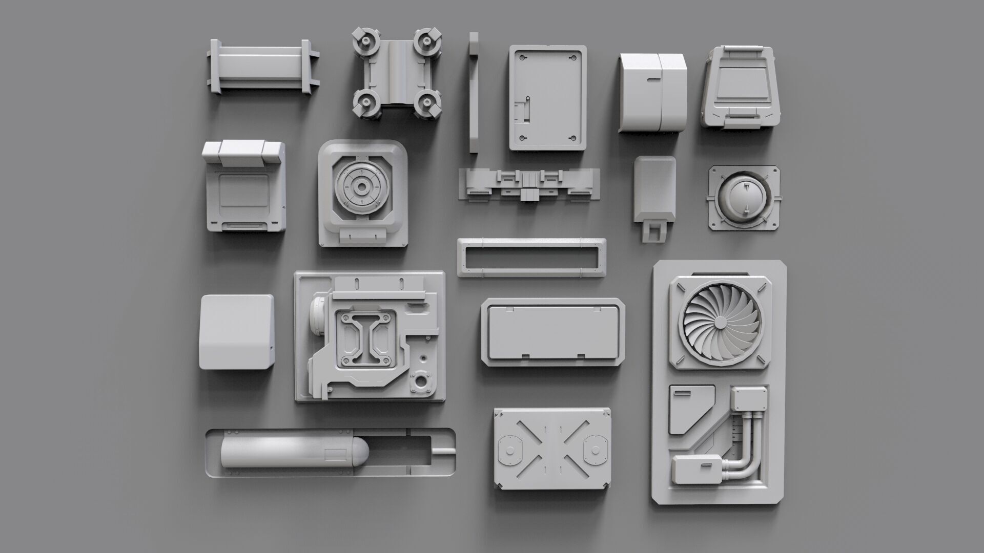 Sci fi trim sheets 6 3D model_1