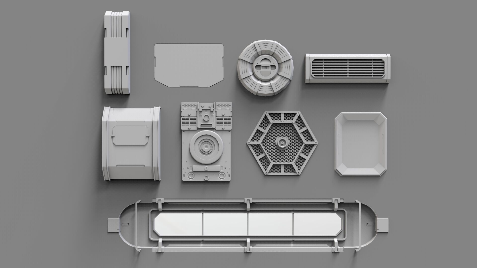 Sci fi trim sheets 6 3D model_7