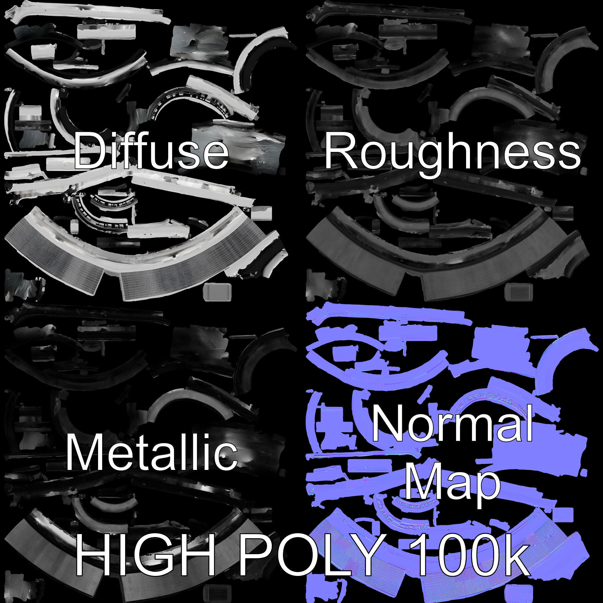 Futuristic Industrial Component Model Pack Low-poly 3D model_2