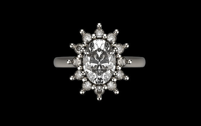 oval engagement ring model  1255 3D print model