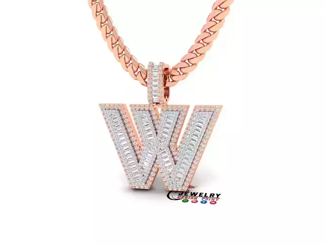 Custom Initial W Letter Diamond  A to Z Alphabet Bug Necklace