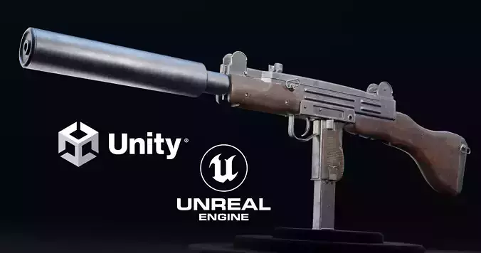 UZI - Game Ready Low-poly 3D model