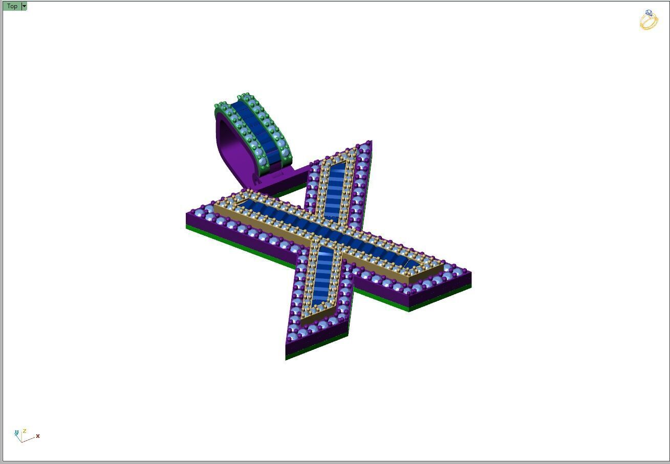 Custom Initial X Letter Diamond  A to Z Alphabet Bug Necklace 3D print model_7