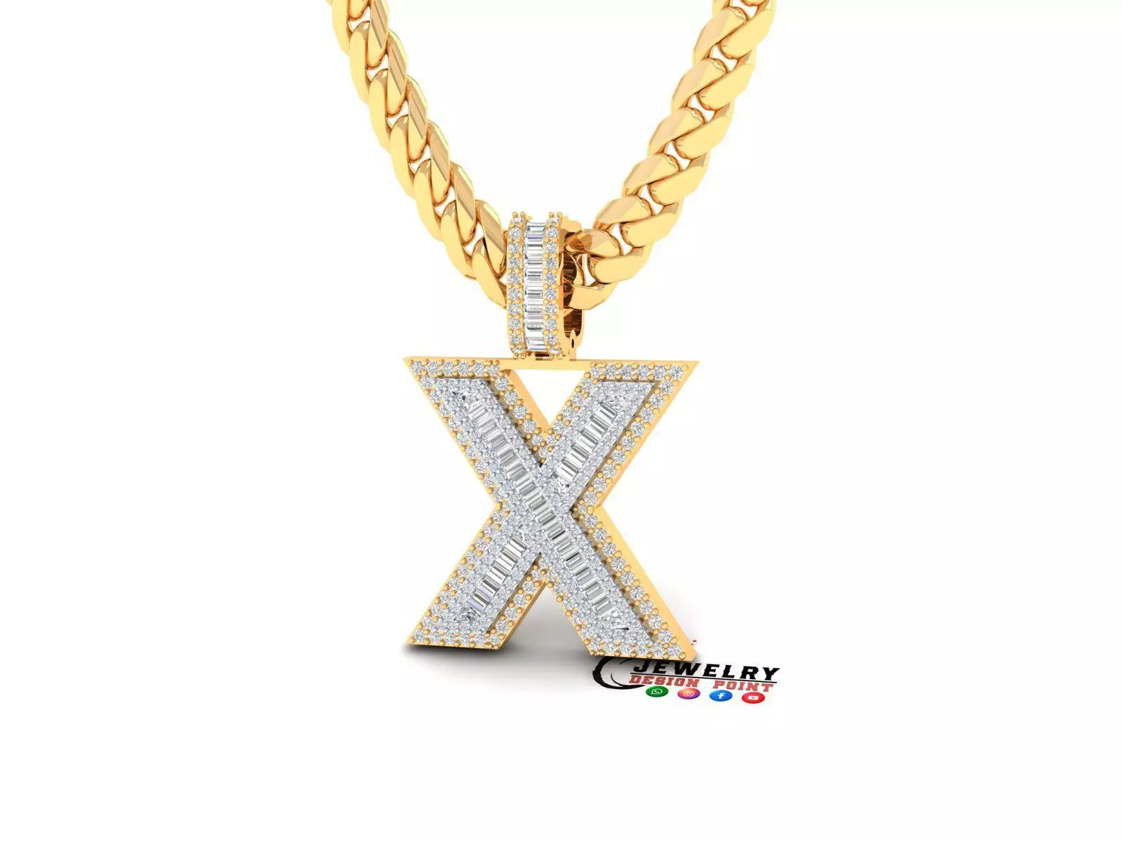 Custom Initial X Letter Diamond  A to Z Alphabet Bug Necklace 3D print model_0