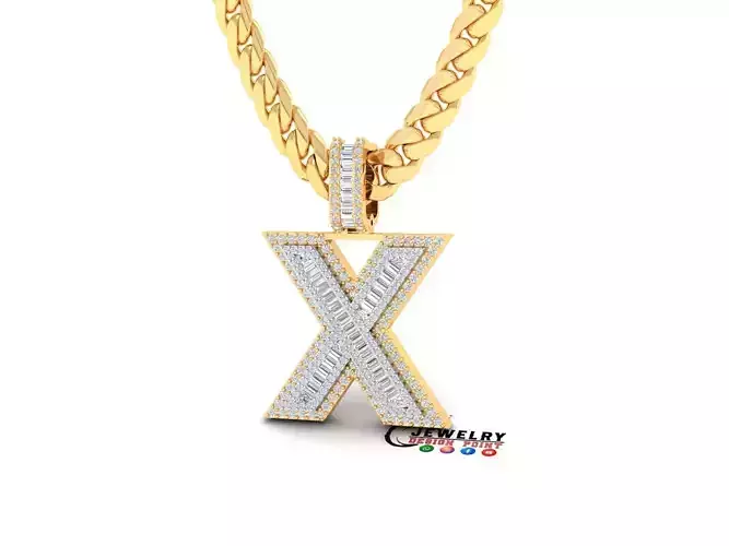 Custom Initial X Letter Diamond  A to Z Alphabet Bug Necklace