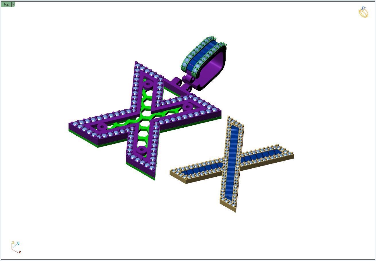 Custom Initial X Letter Diamond  A to Z Alphabet Bug Necklace 3D print model_9