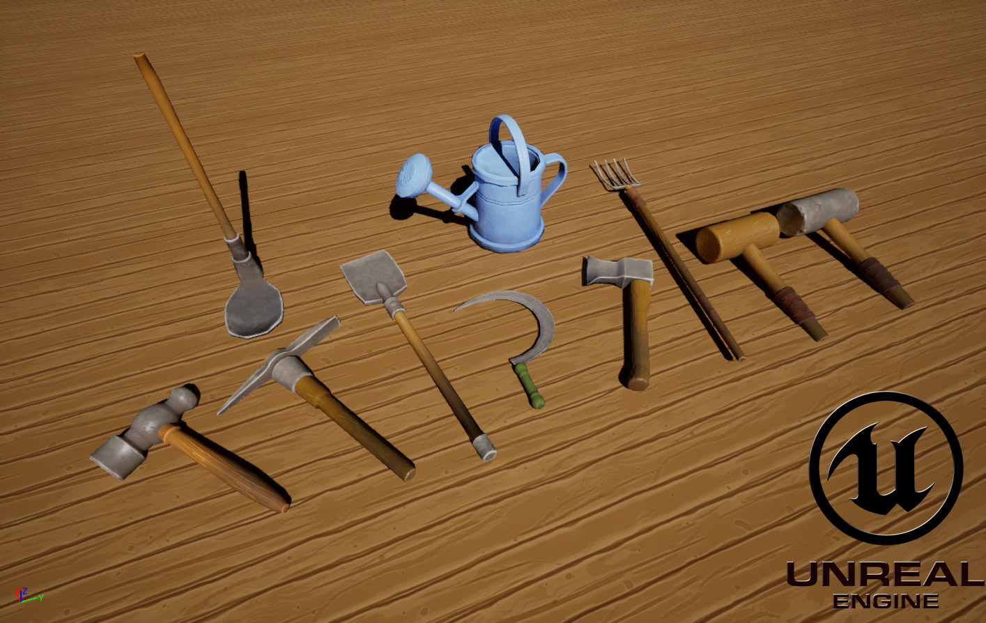 Stylized Farm tools pack 01 10 Types Game Ready low-poly Low-poly 3D model_3