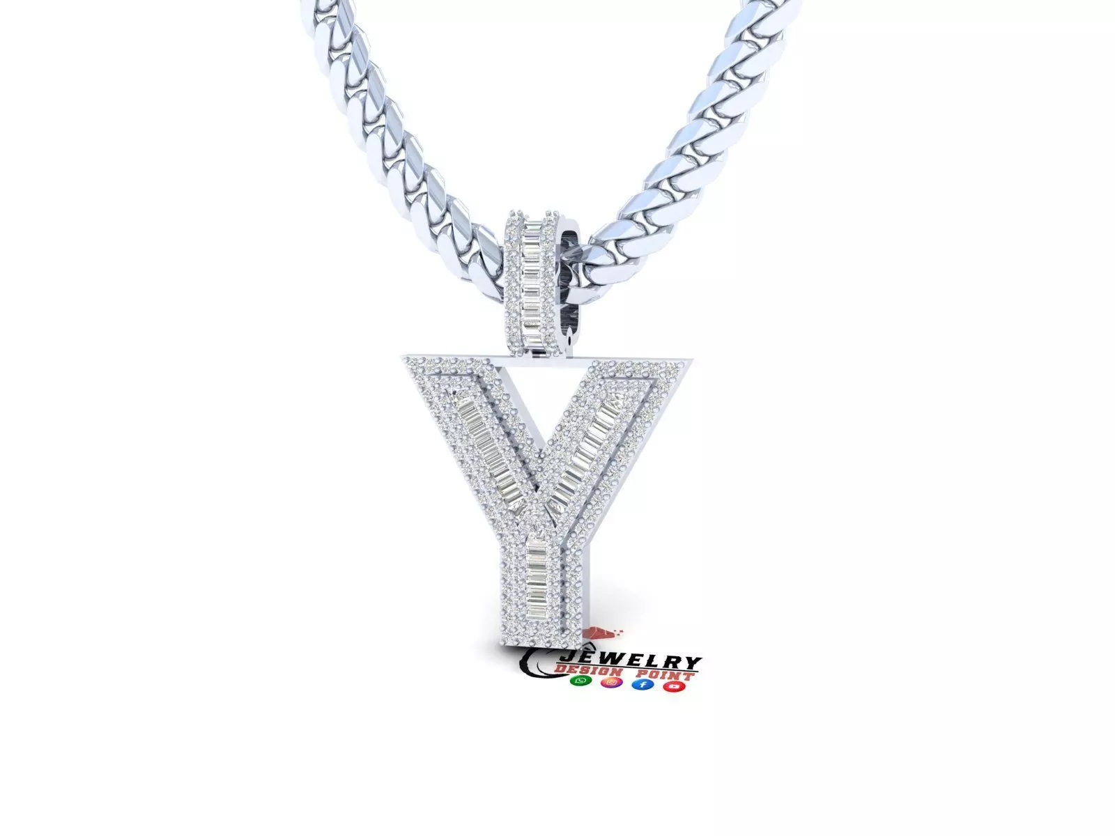 Custom Initial Y Letter Diamond  A to Z Alphabet Bug Necklace 3D print model_0