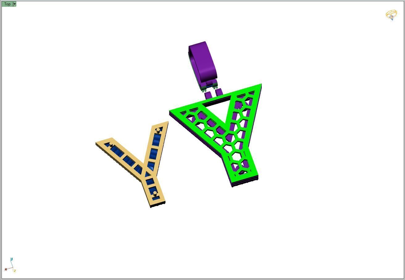 Custom Initial Y Letter Diamond  A to Z Alphabet Bug Necklace 3D print model_12