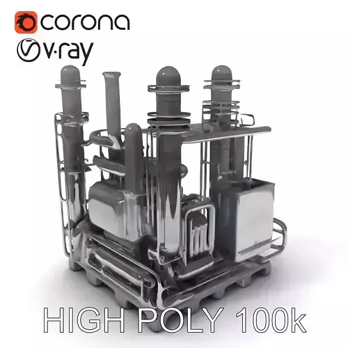 Industrial Refinery Equipment D Model Pack Low-poly 3D model