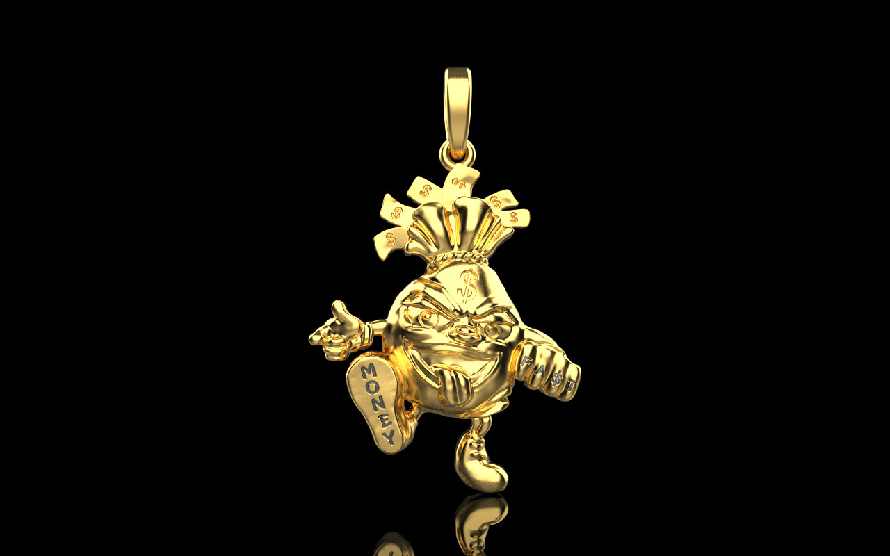 Moneybag pandant model 1258 3D print model_9