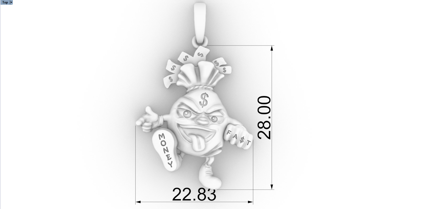 Moneybag pandant model 1258 3D print model_5