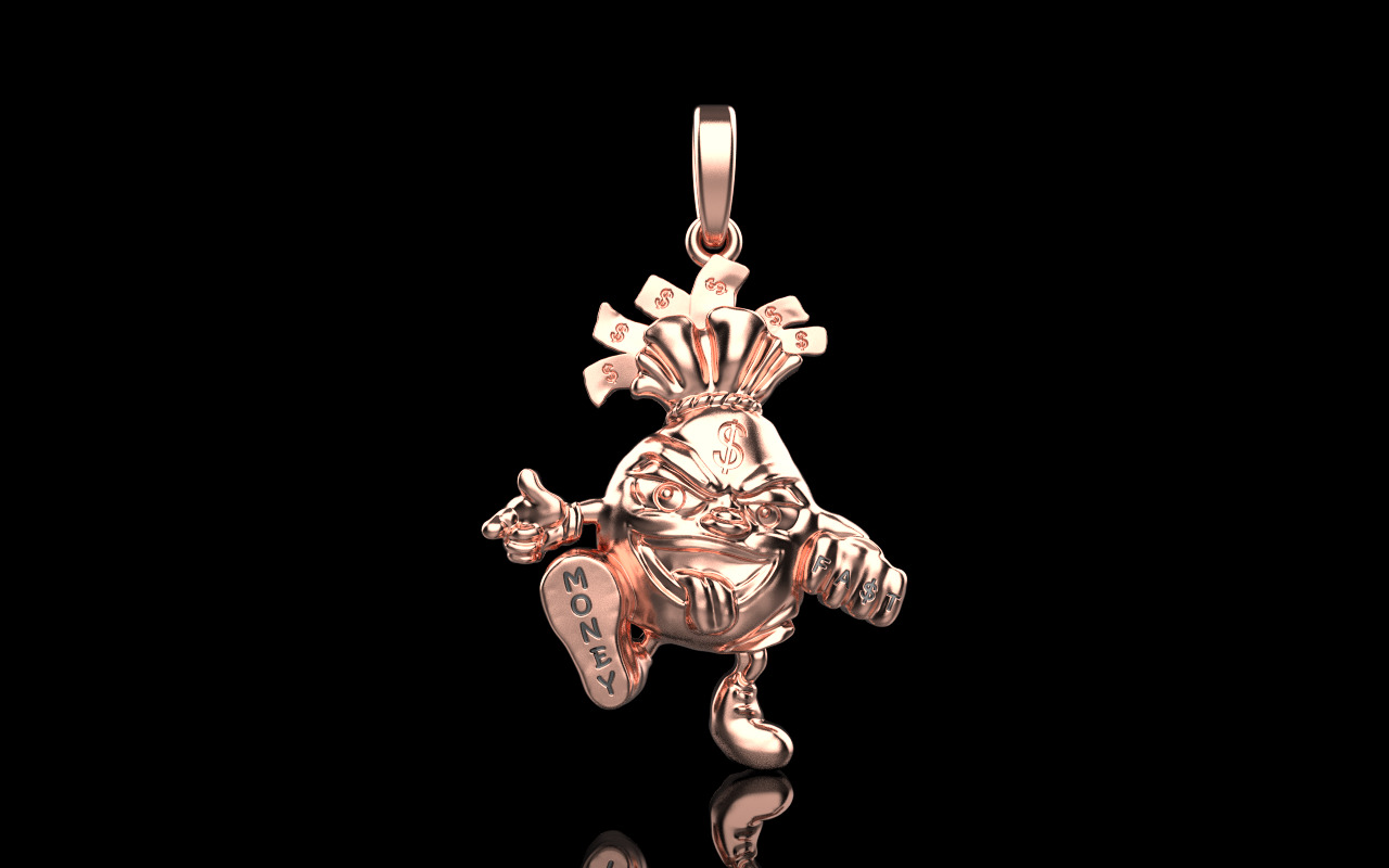 Moneybag pandant model 1258 3D print model_12