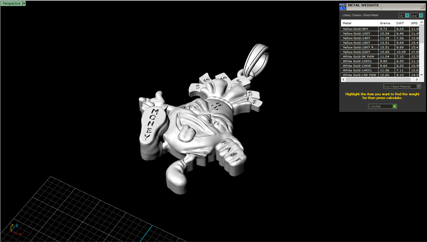 Moneybag pandant model 1258 3D print model_4