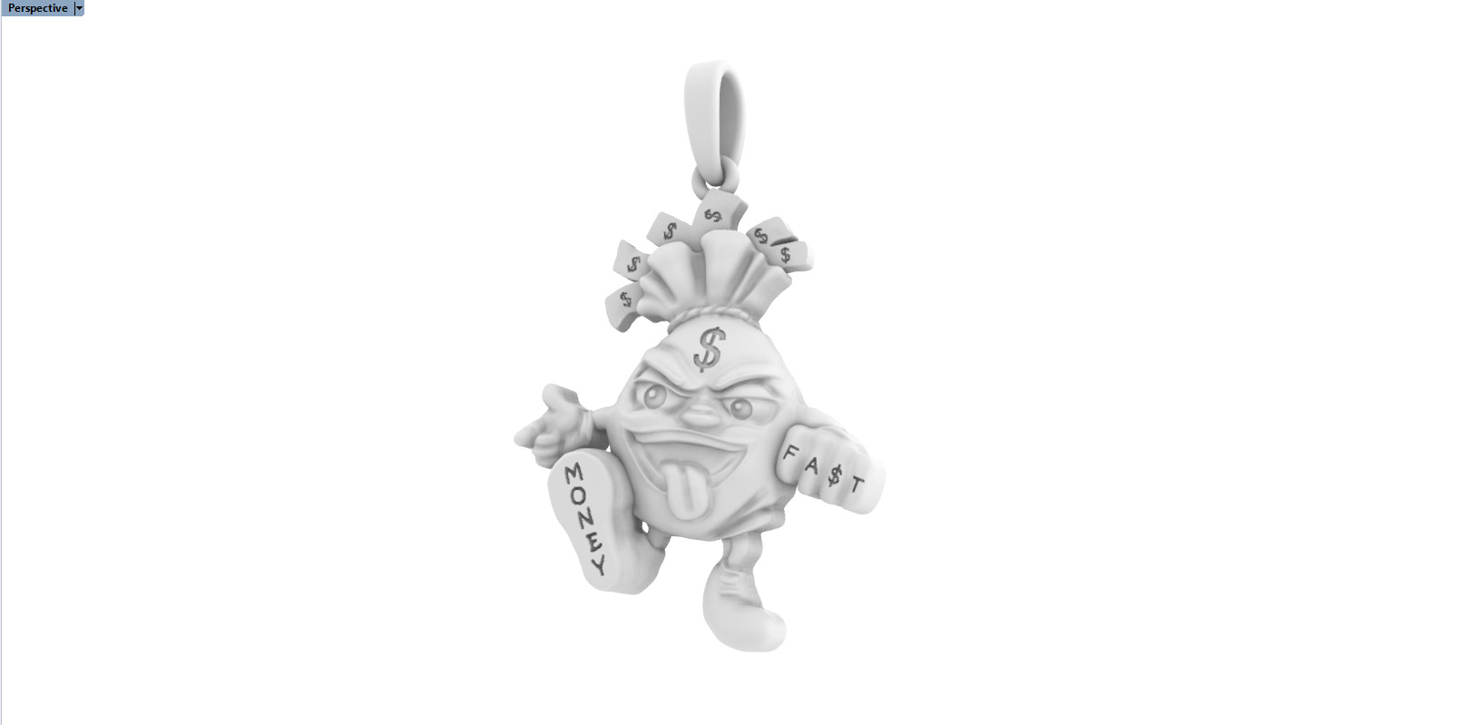 Moneybag pandant model 1258 3D print model_8