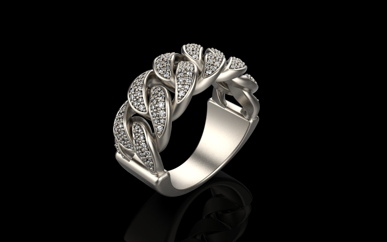 Cuban chain ring model 1266 3D print model_16