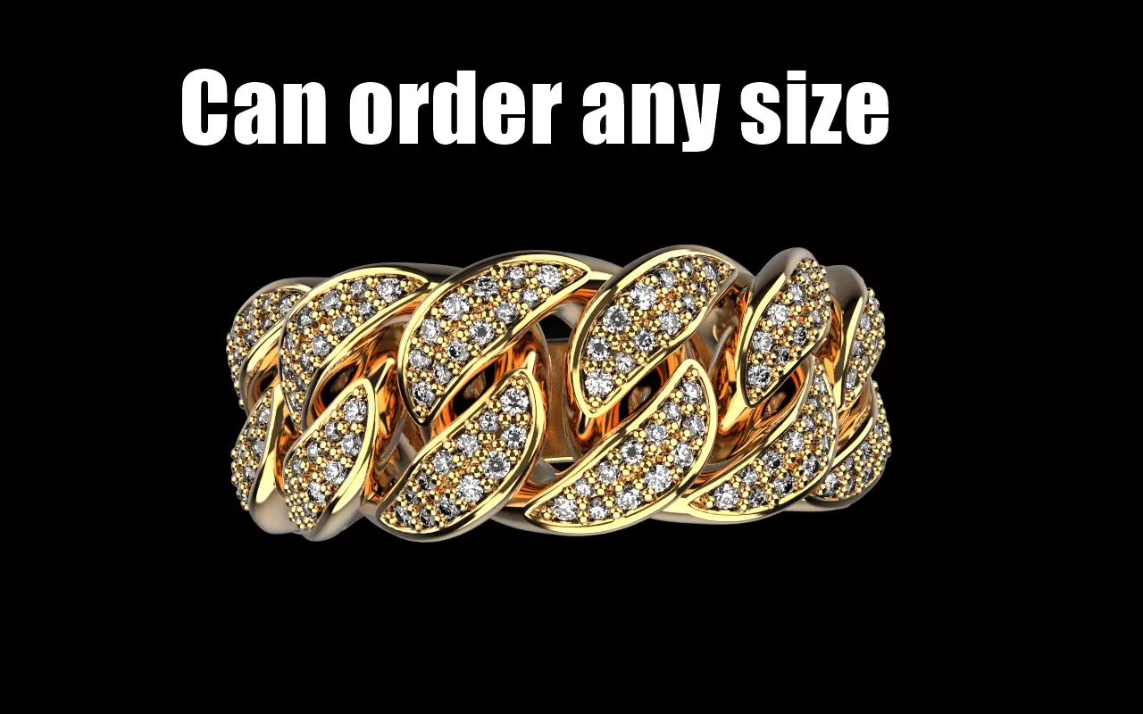 Cuban chain ring model 1266 3D print model_0