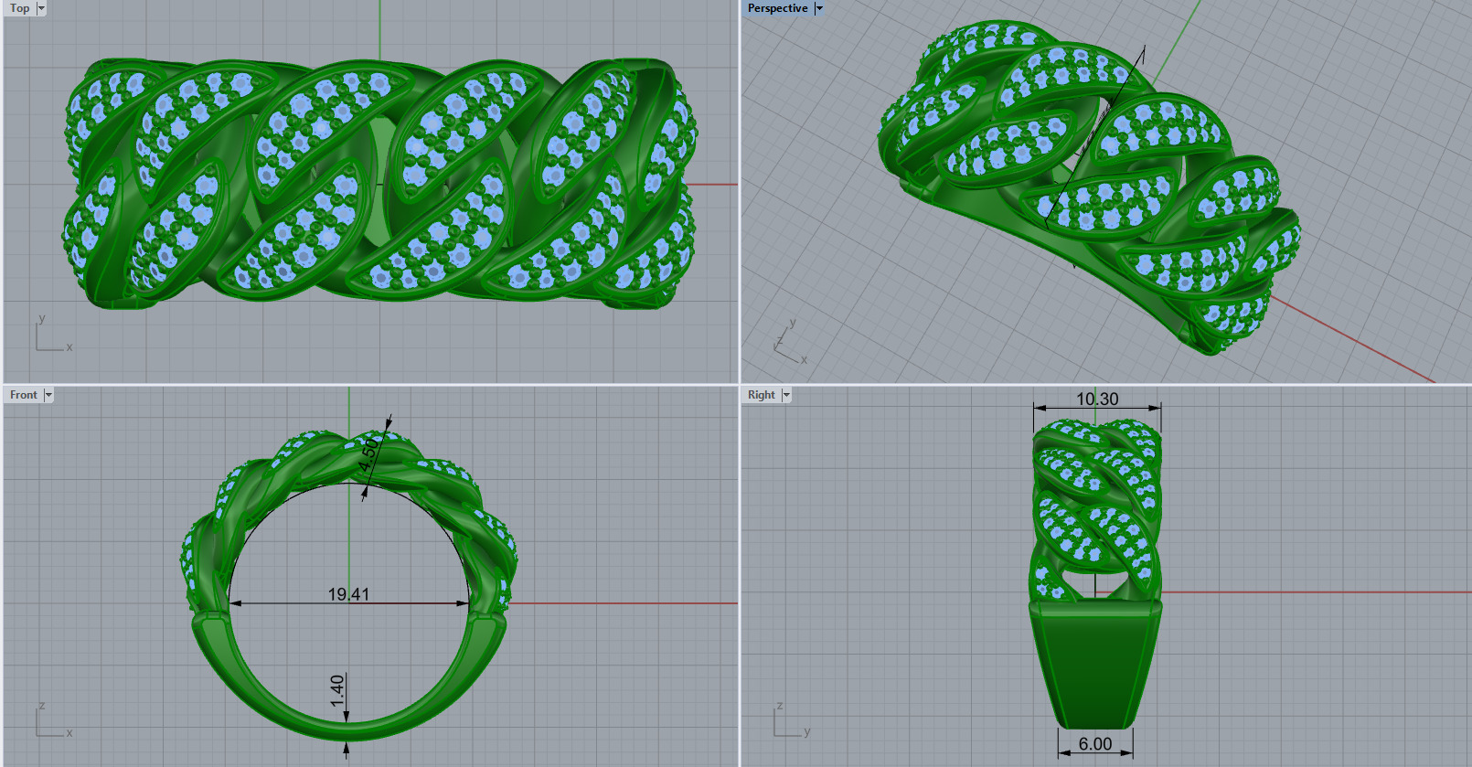 Cuban chain ring model 1266 3D print model_2