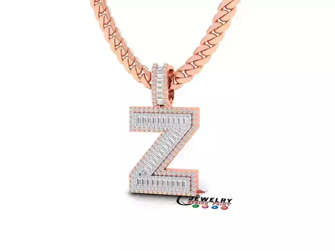 Custom Initial Z Letter Diamond  A to Z Alphabet Bug Necklace