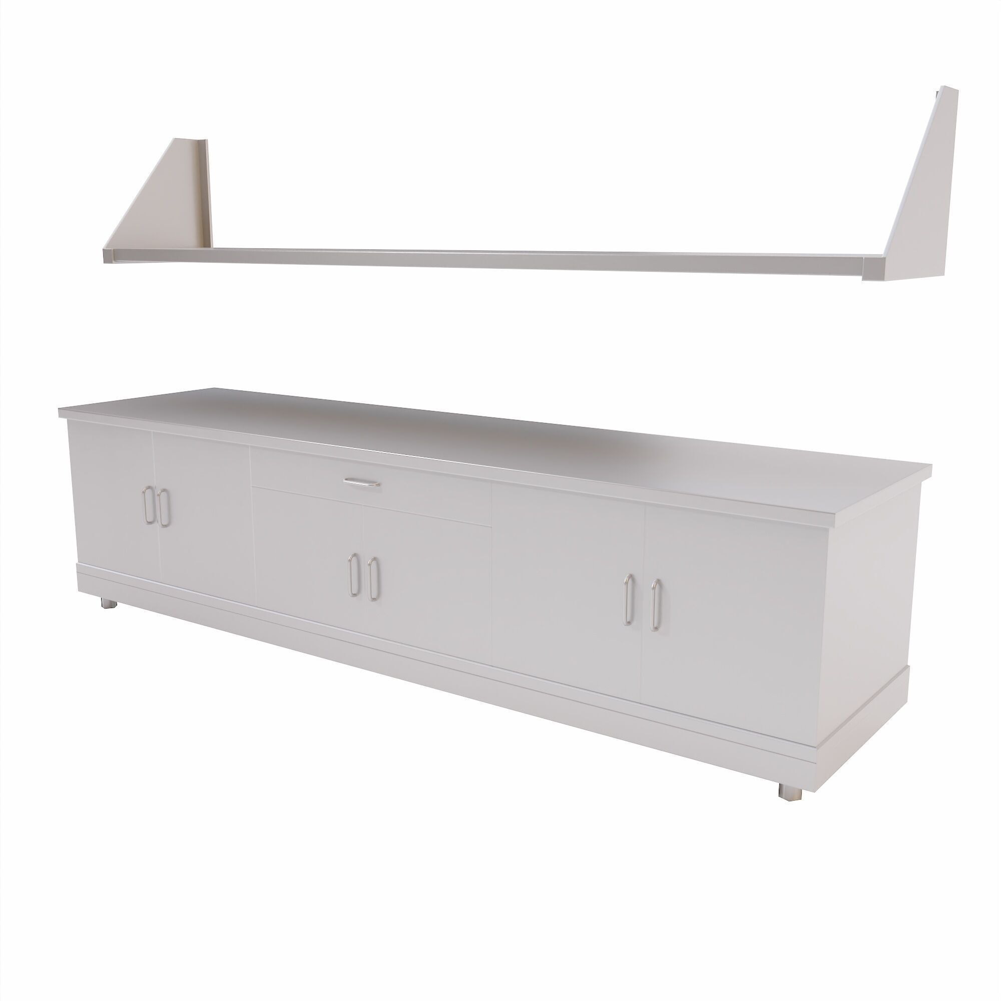 Kitchen cabinet and shelves lowpoly 3d model Low-poly 3D model_2