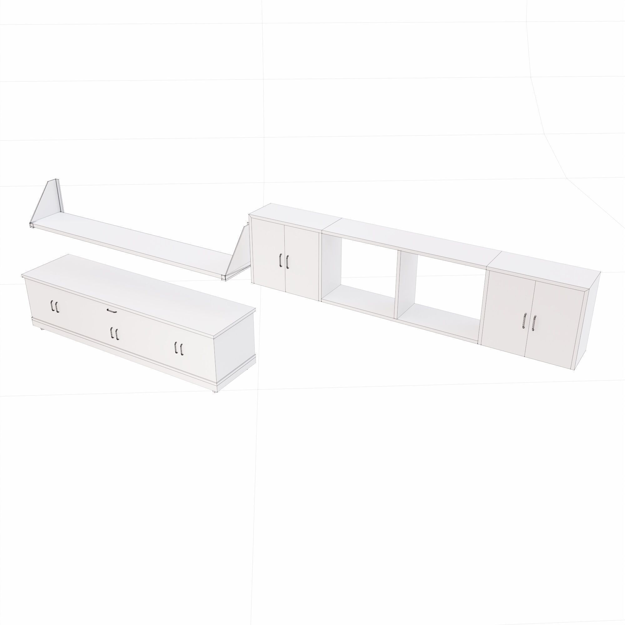 Kitchen cabinet and shelves lowpoly 3d model Low-poly 3D model_7