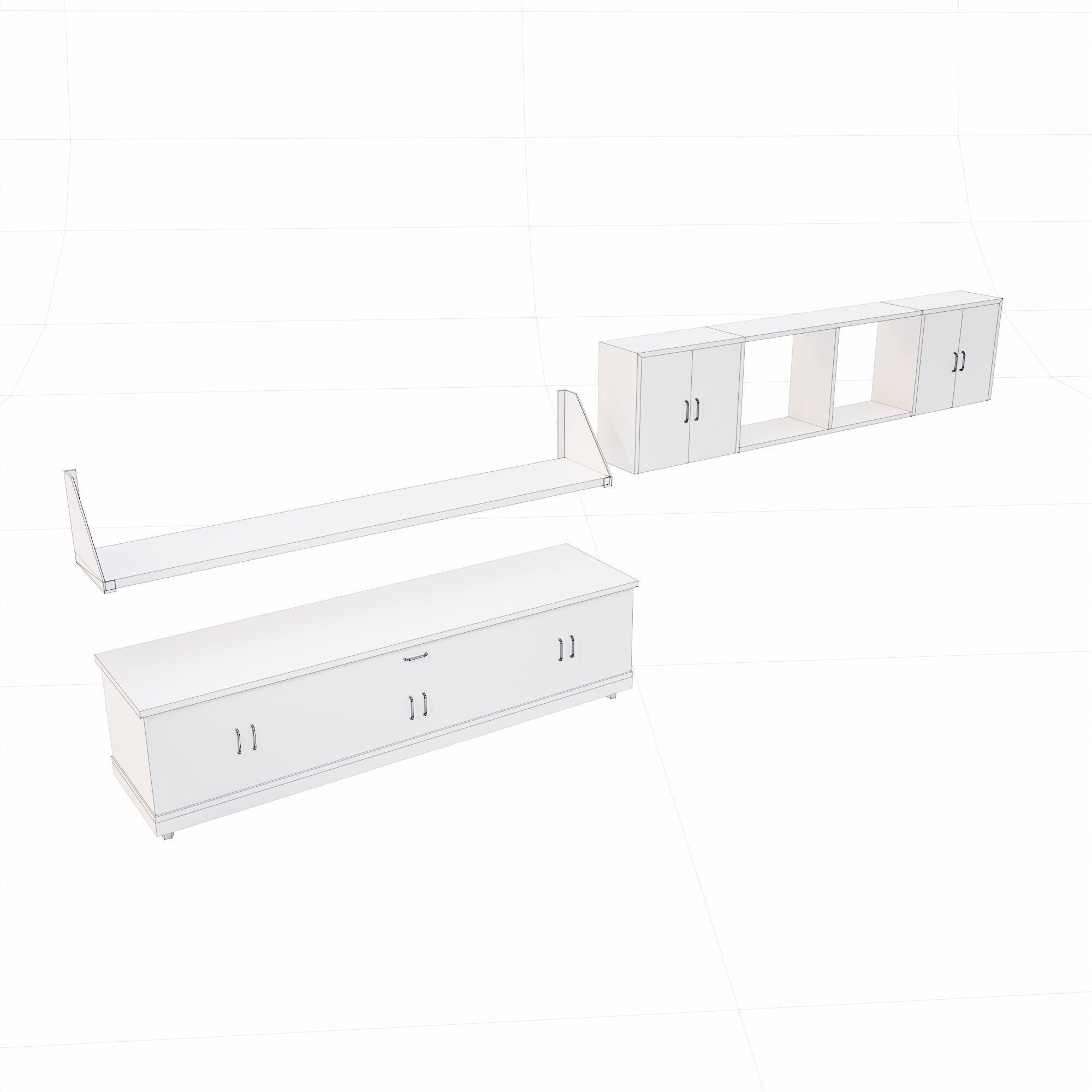 Kitchen cabinet and shelves lowpoly 3d model Low-poly 3D model_8