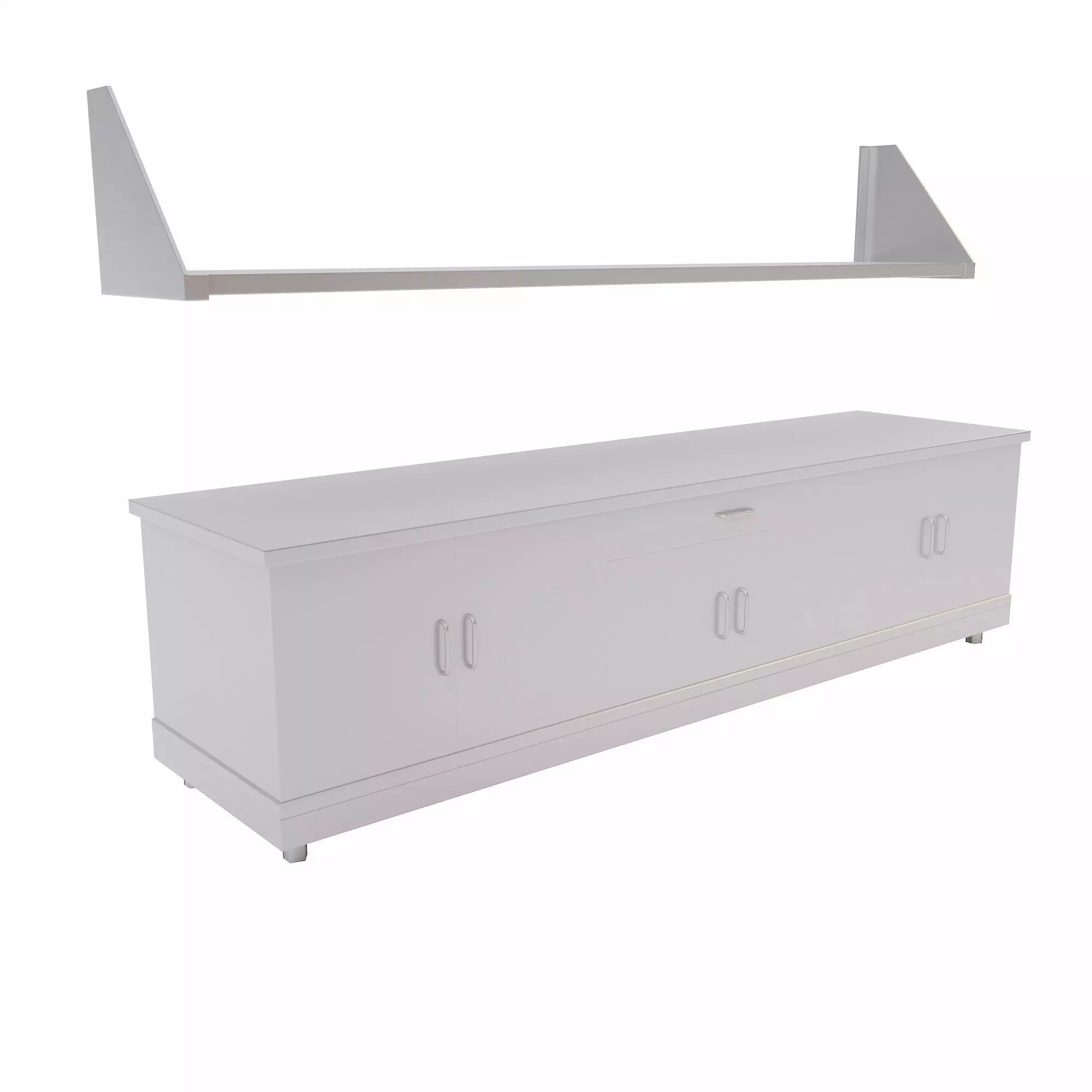 Kitchen cabinet and shelves lowpoly 3d model Low-poly 3D model_0