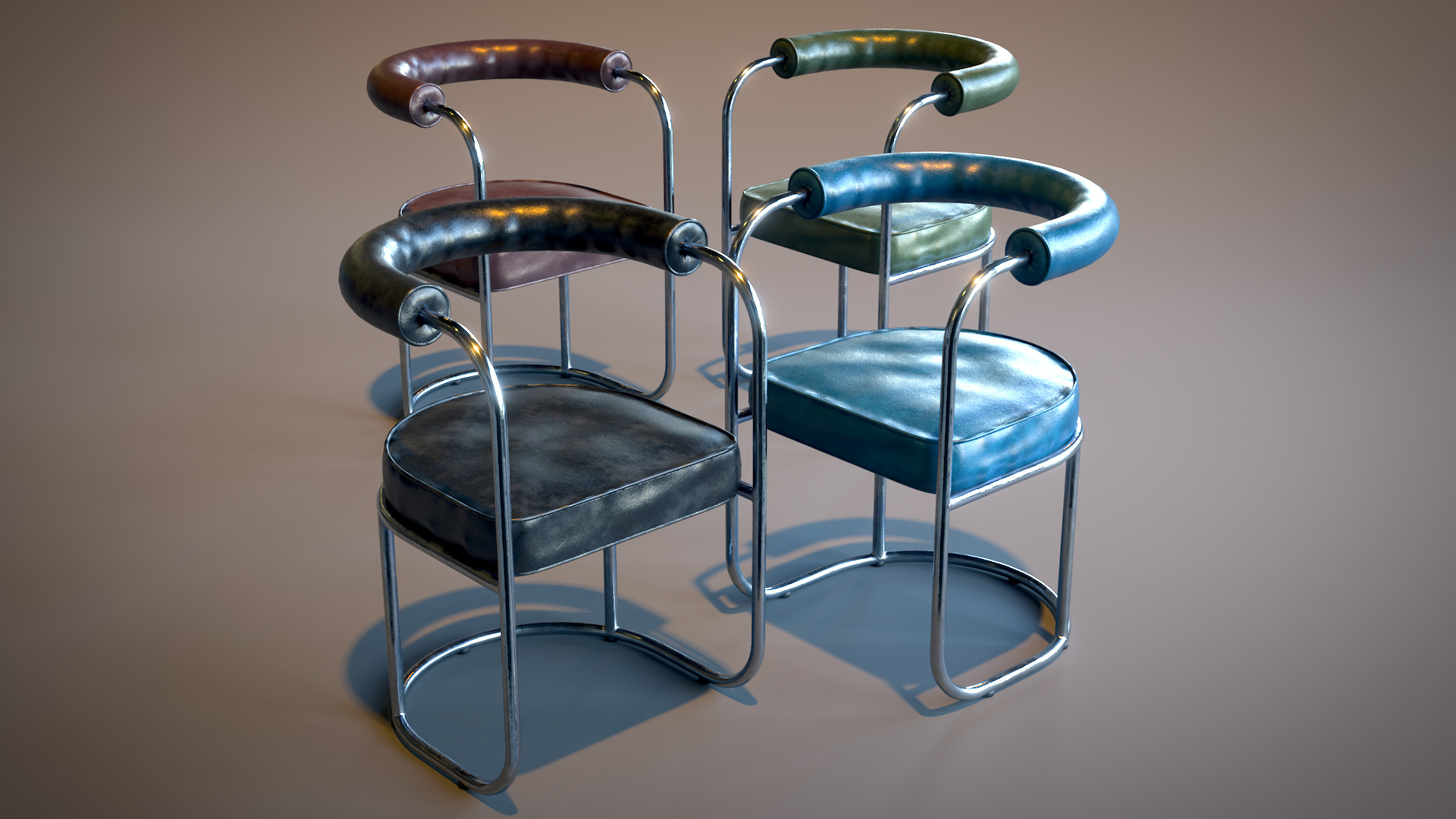 Tubular Chrome Chair Low-poly 3D model_14