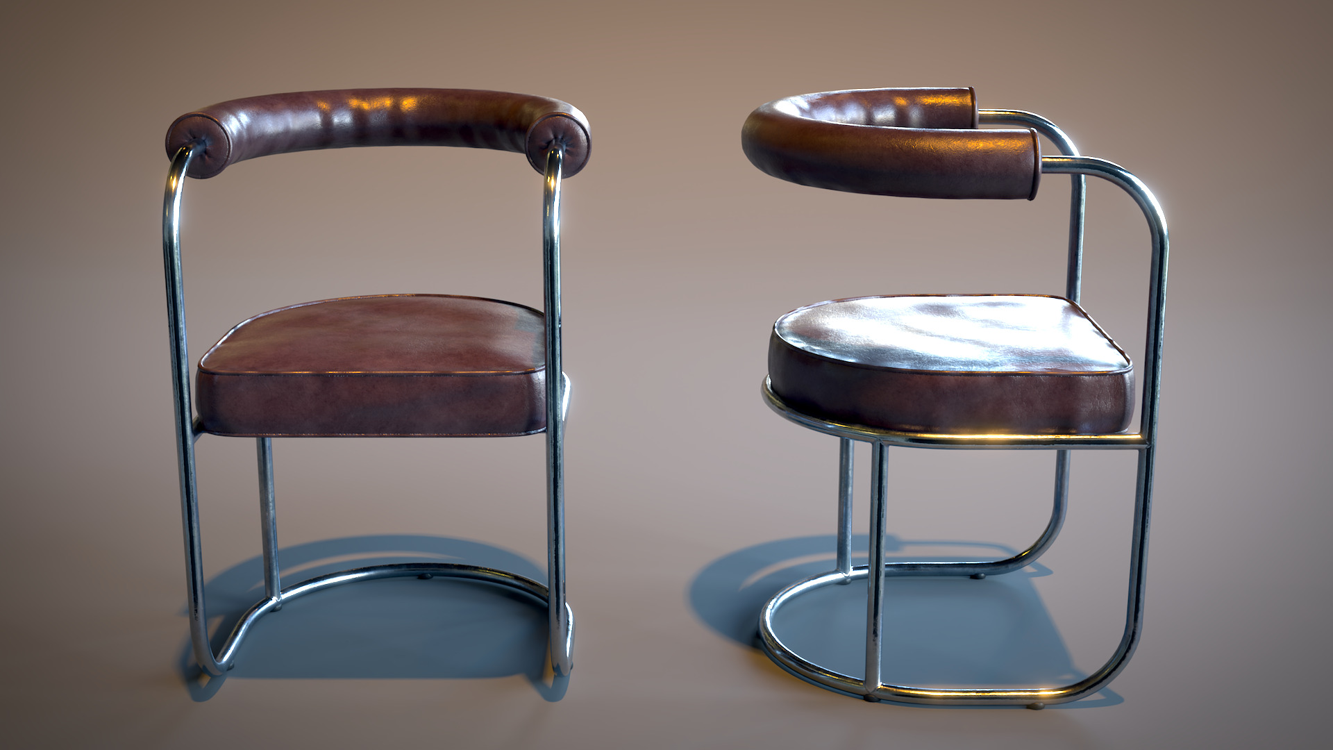 Tubular Chrome Chair Low-poly 3D model_10