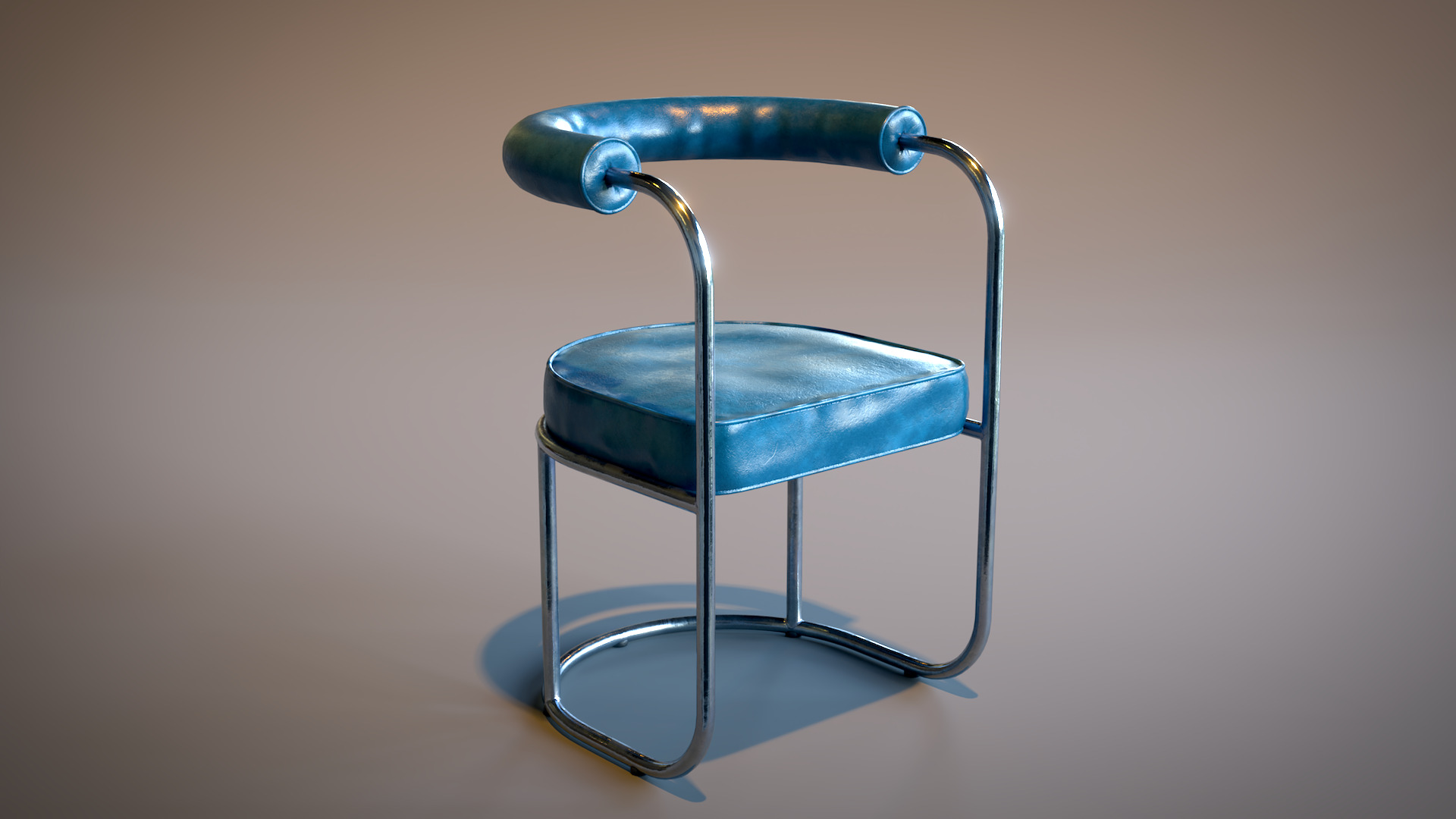 Tubular Chrome Chair Low-poly 3D model_5
