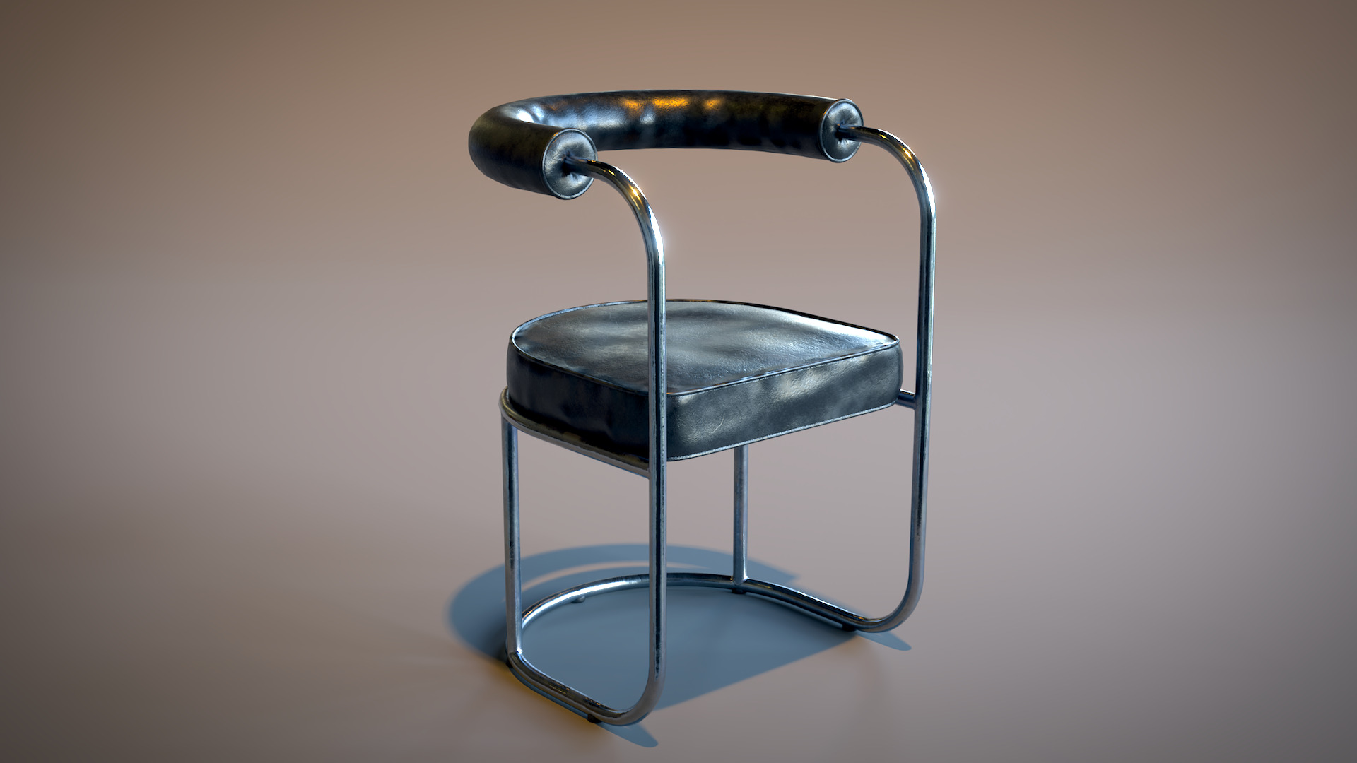 Tubular Chrome Chair Low-poly 3D model_2