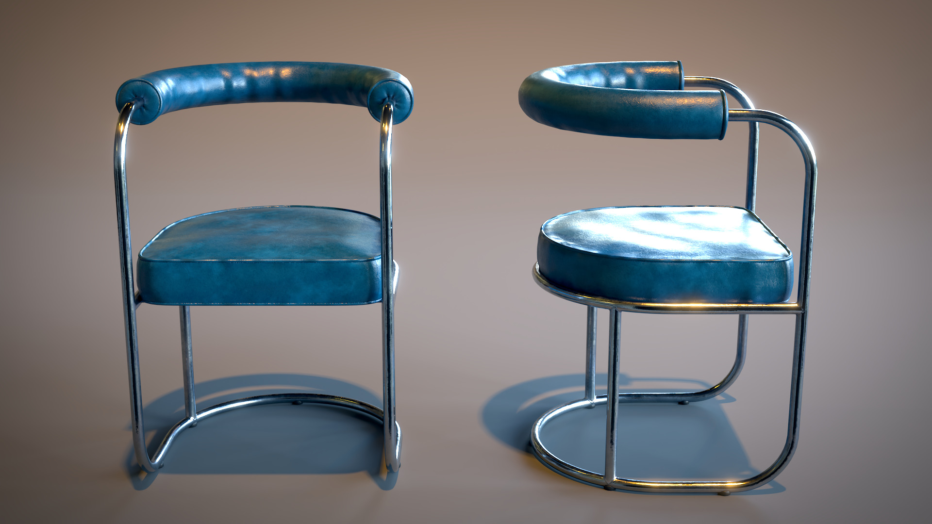 Tubular Chrome Chair Low-poly 3D model_7
