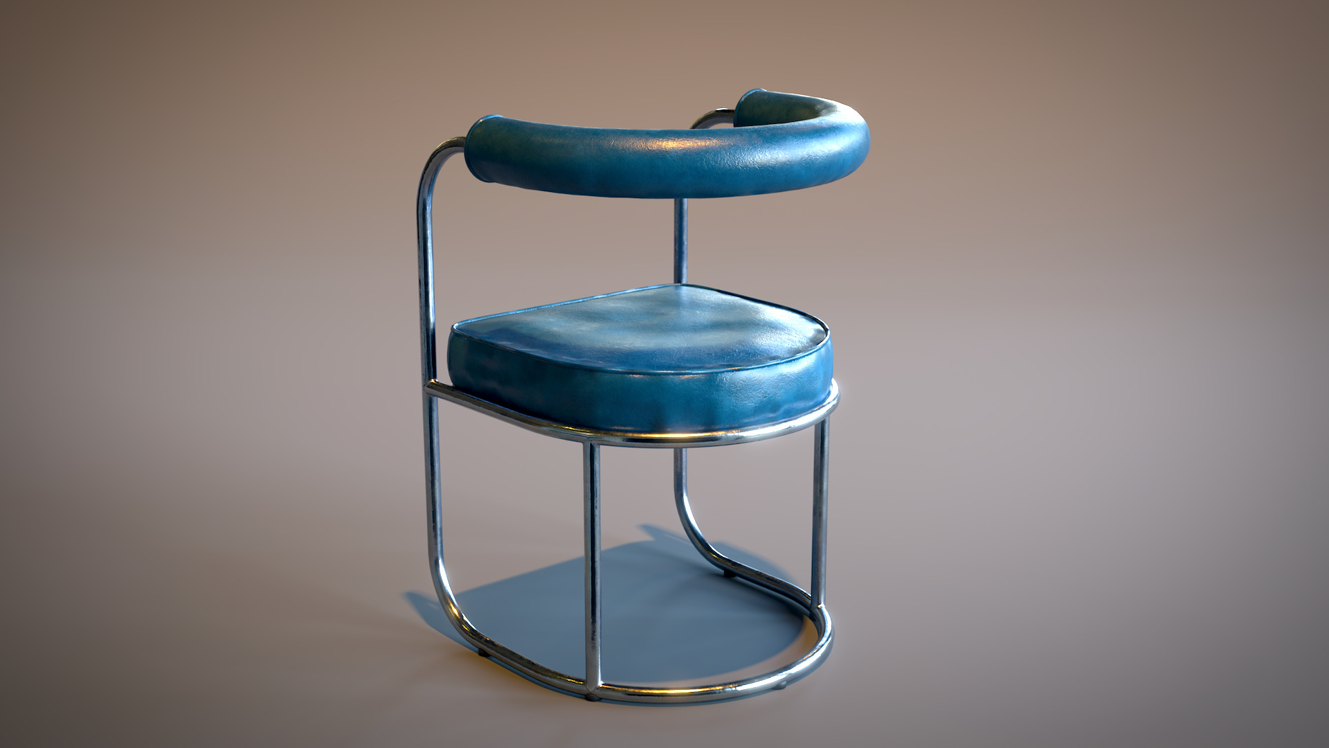 Tubular Chrome Chair Low-poly 3D model_6