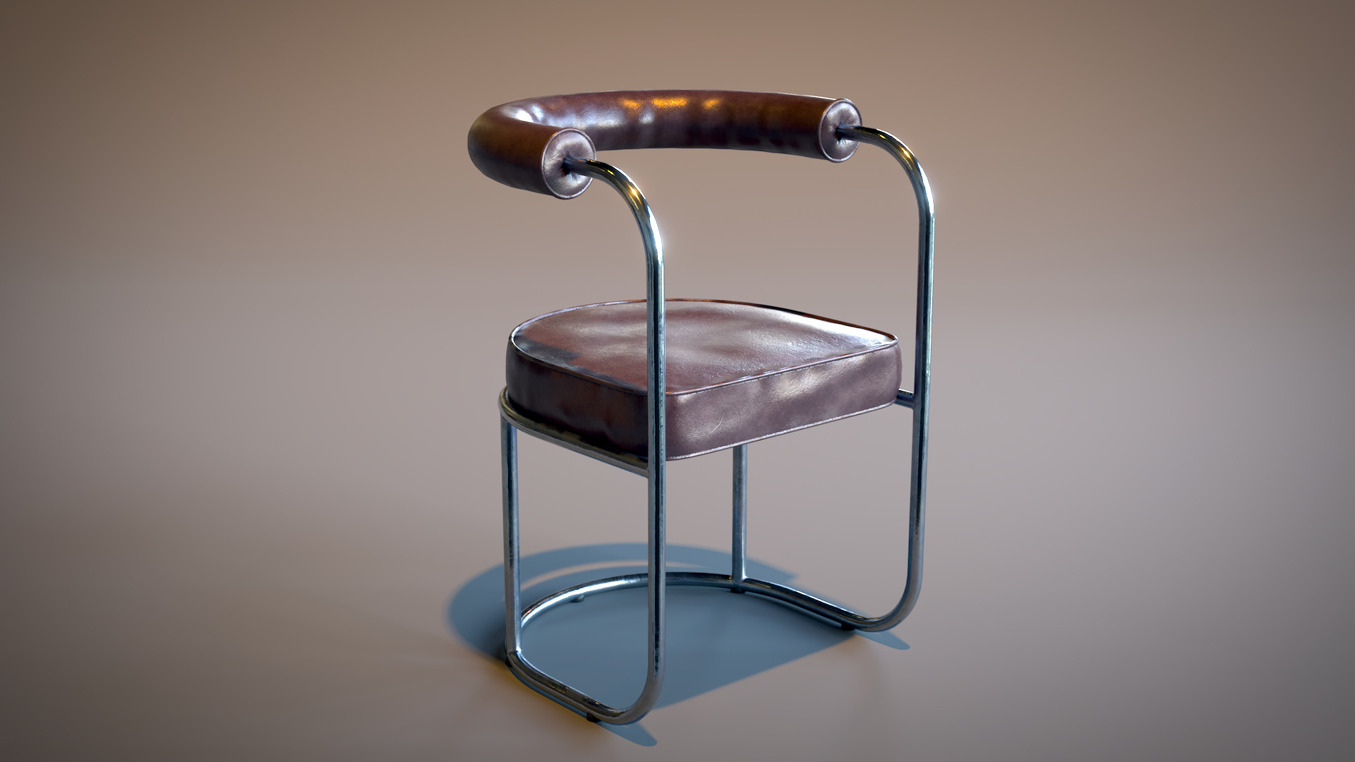 Tubular Chrome Chair Low-poly 3D model_8