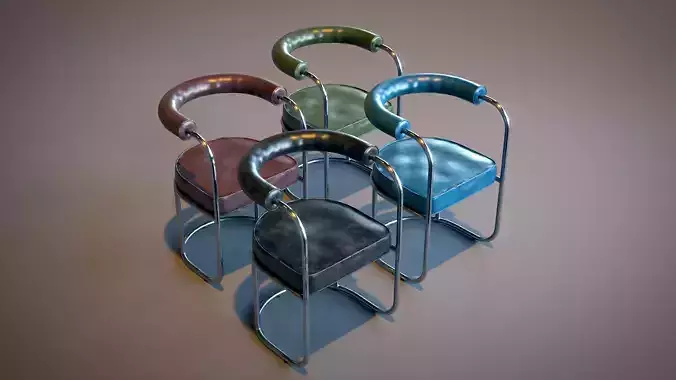 Tubular Chrome Chair Low-poly 3D model