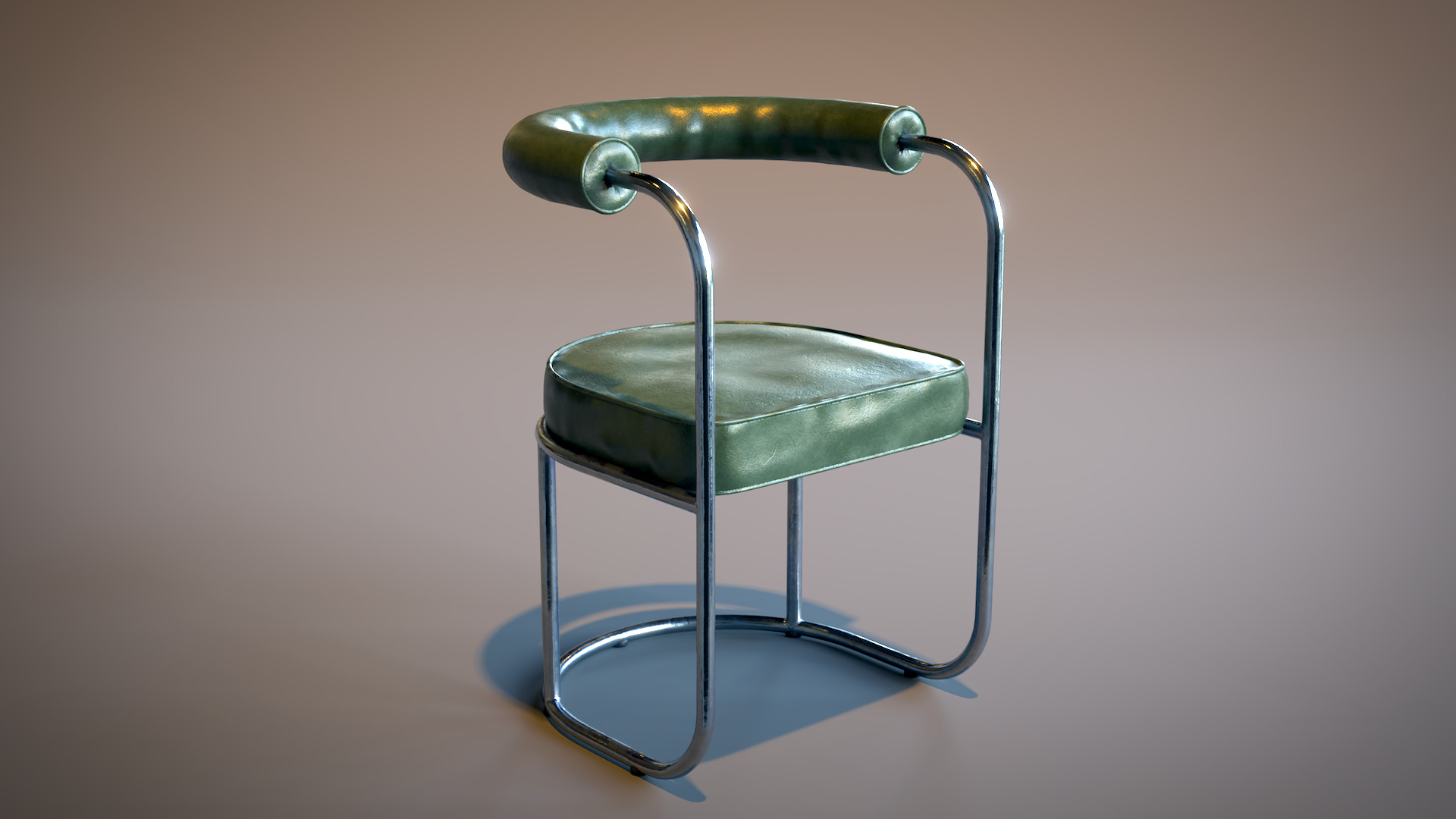 Tubular Chrome Chair Low-poly 3D model_11