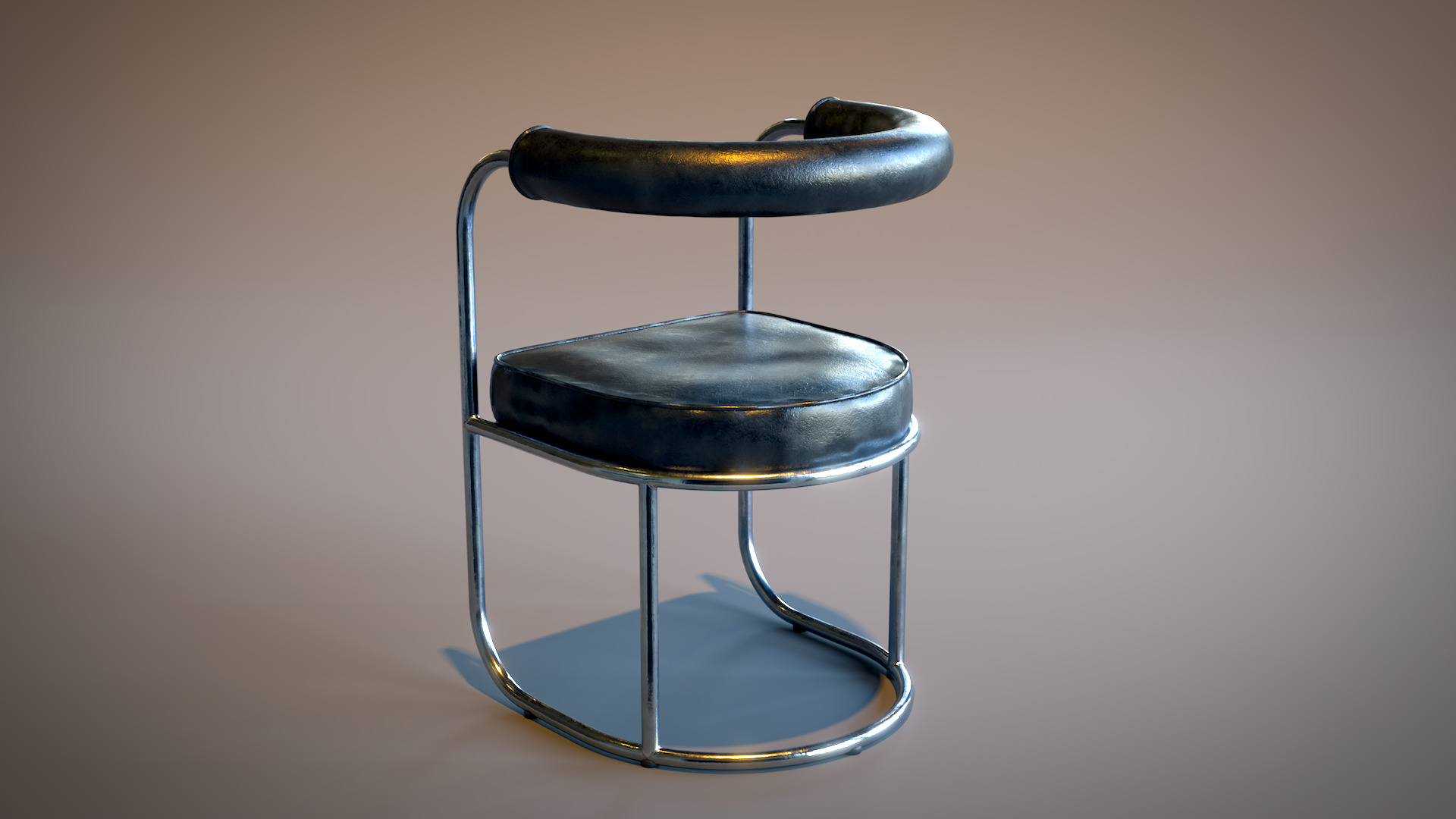 Tubular Chrome Chair Low-poly 3D model_3
