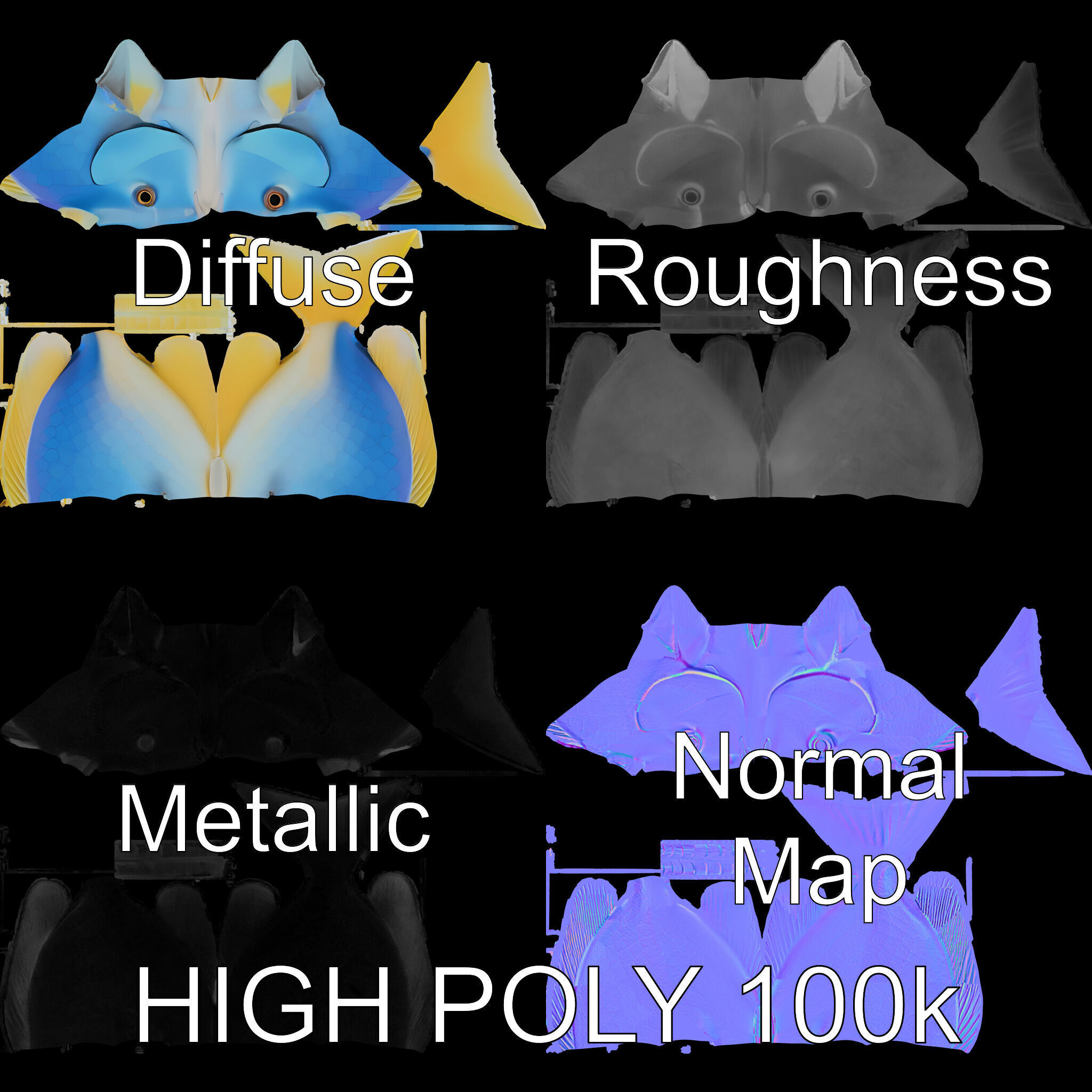 Colorful Fish Model Pack with Detailed Textures Low-poly 3D model_2