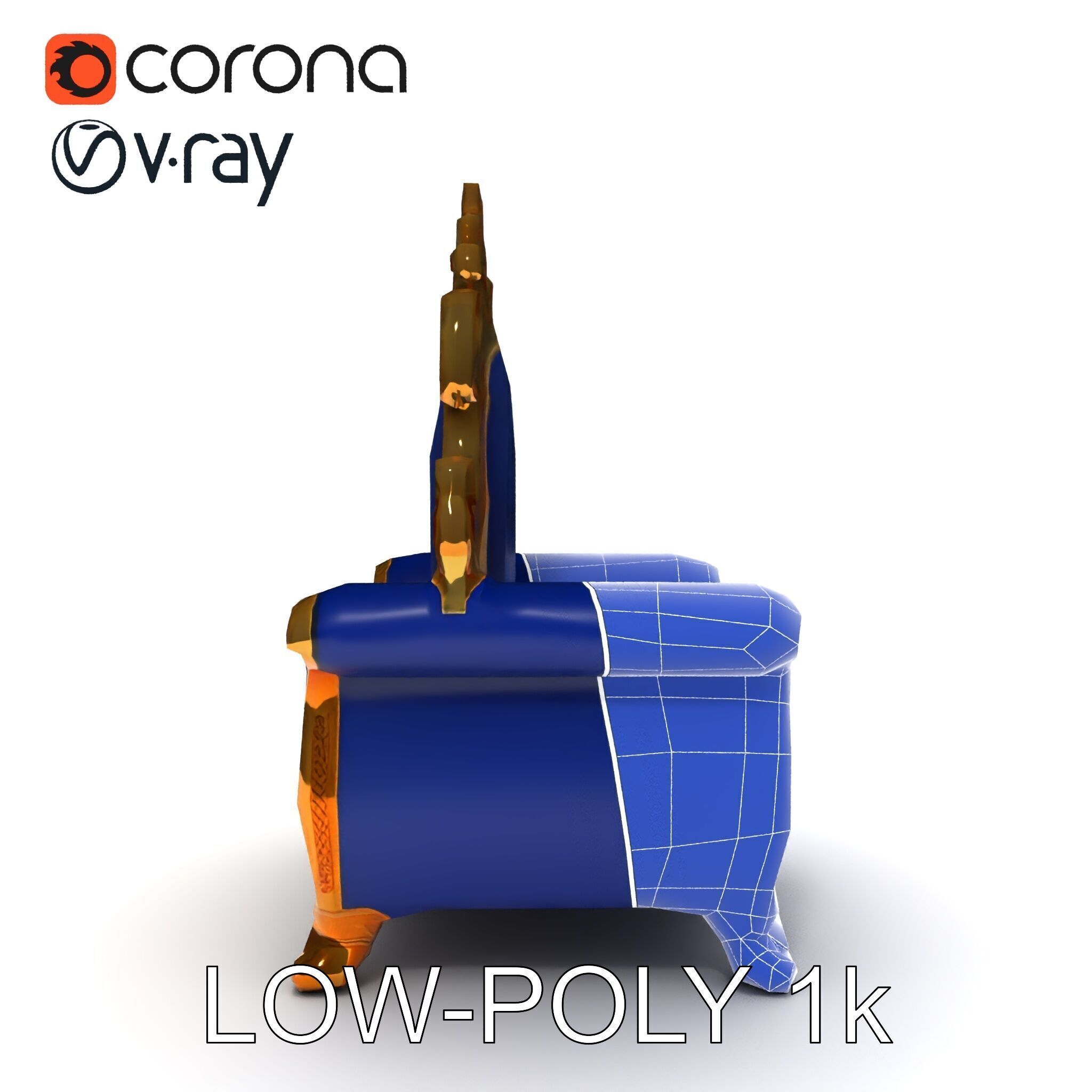 Ornate Royal Throne Chair D Model Pack Low-poly 3D model_10