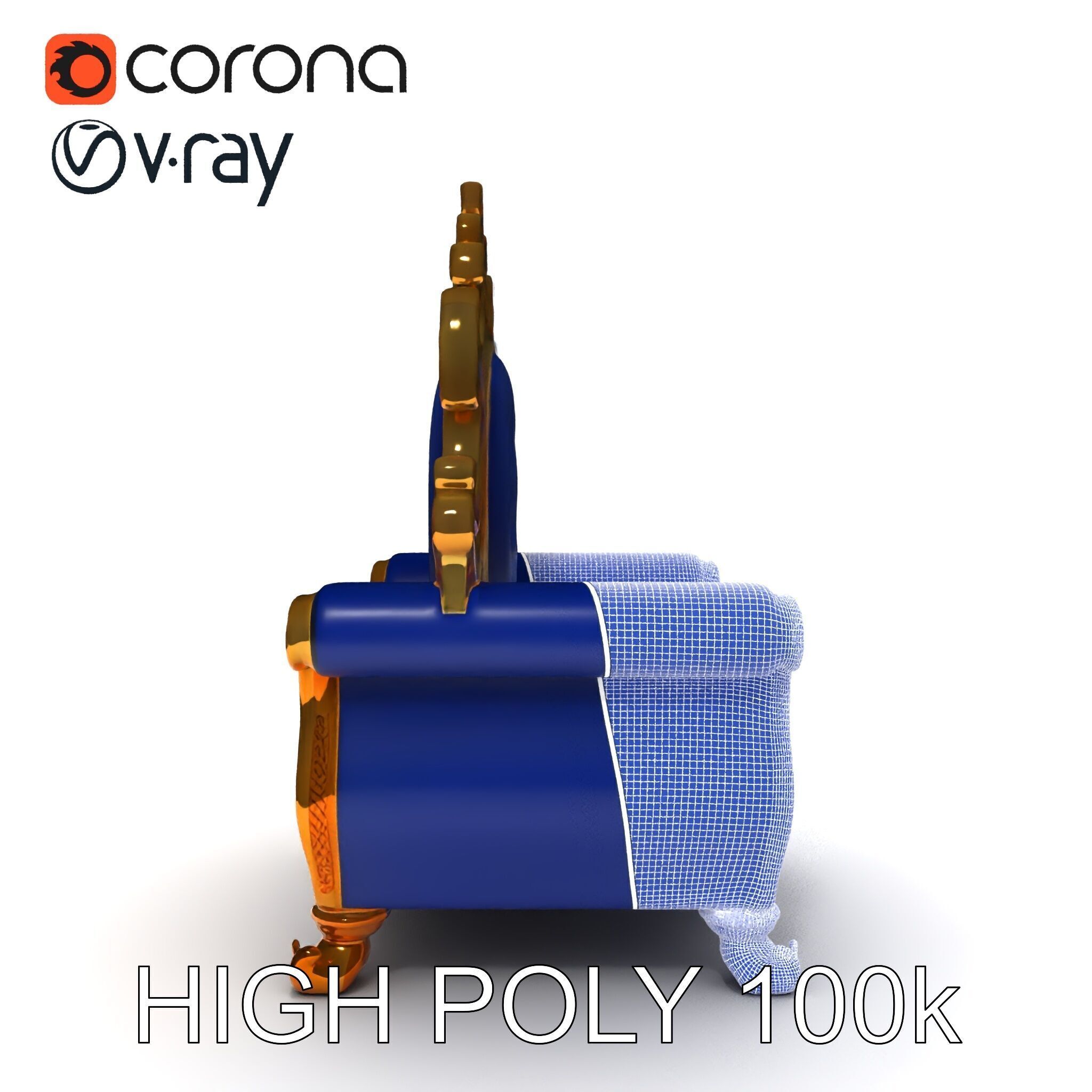 Ornate Royal Throne Chair D Model Pack Low-poly 3D model_35