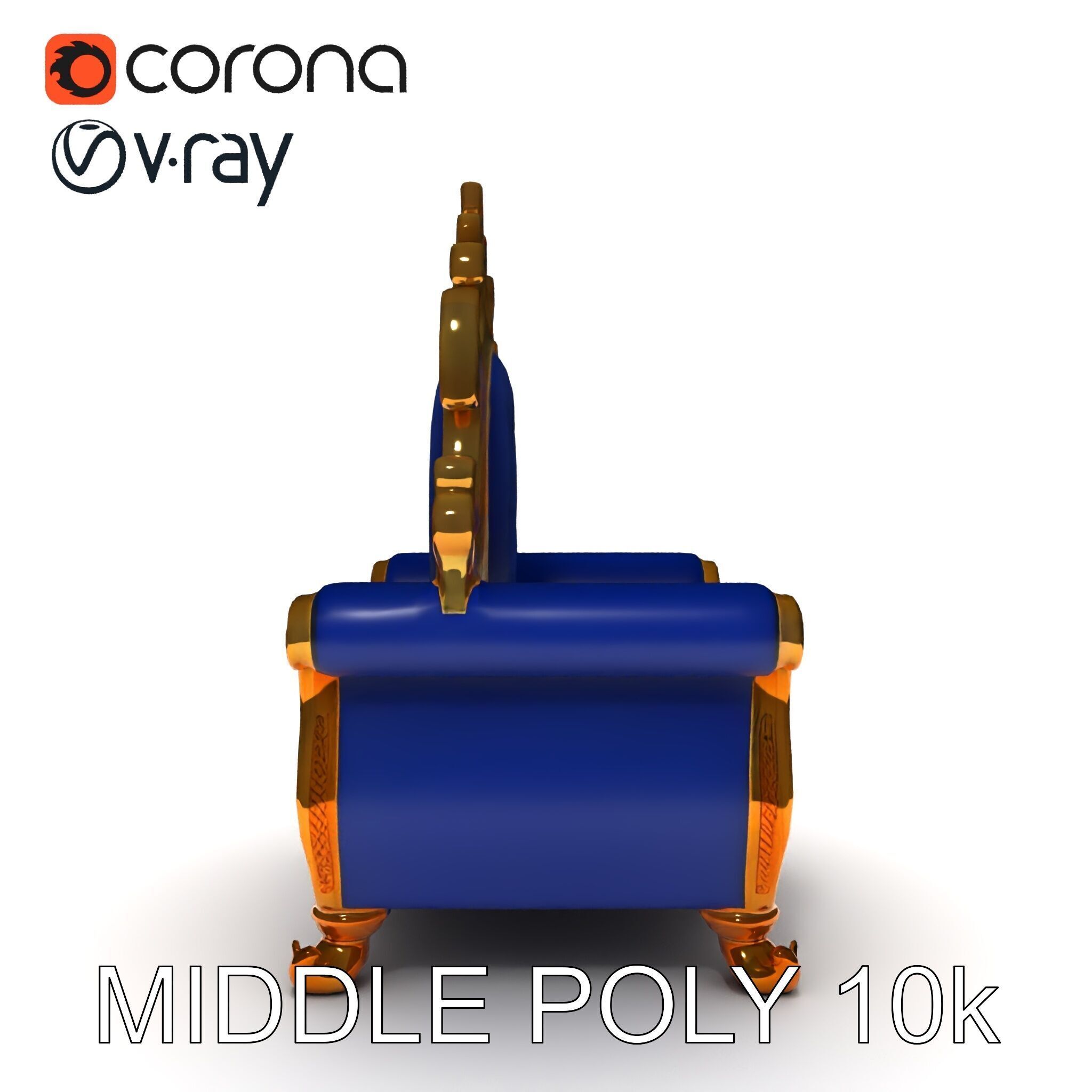 Ornate Royal Throne Chair D Model Pack Low-poly 3D model_21