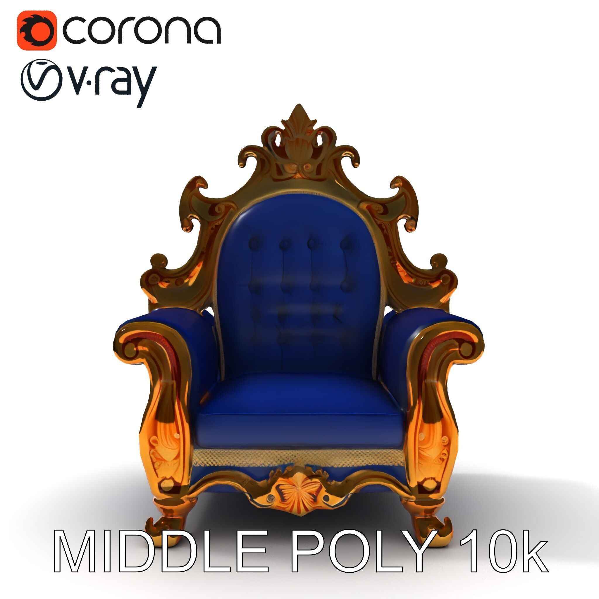 Ornate Royal Throne Chair D Model Pack Low-poly 3D model_6