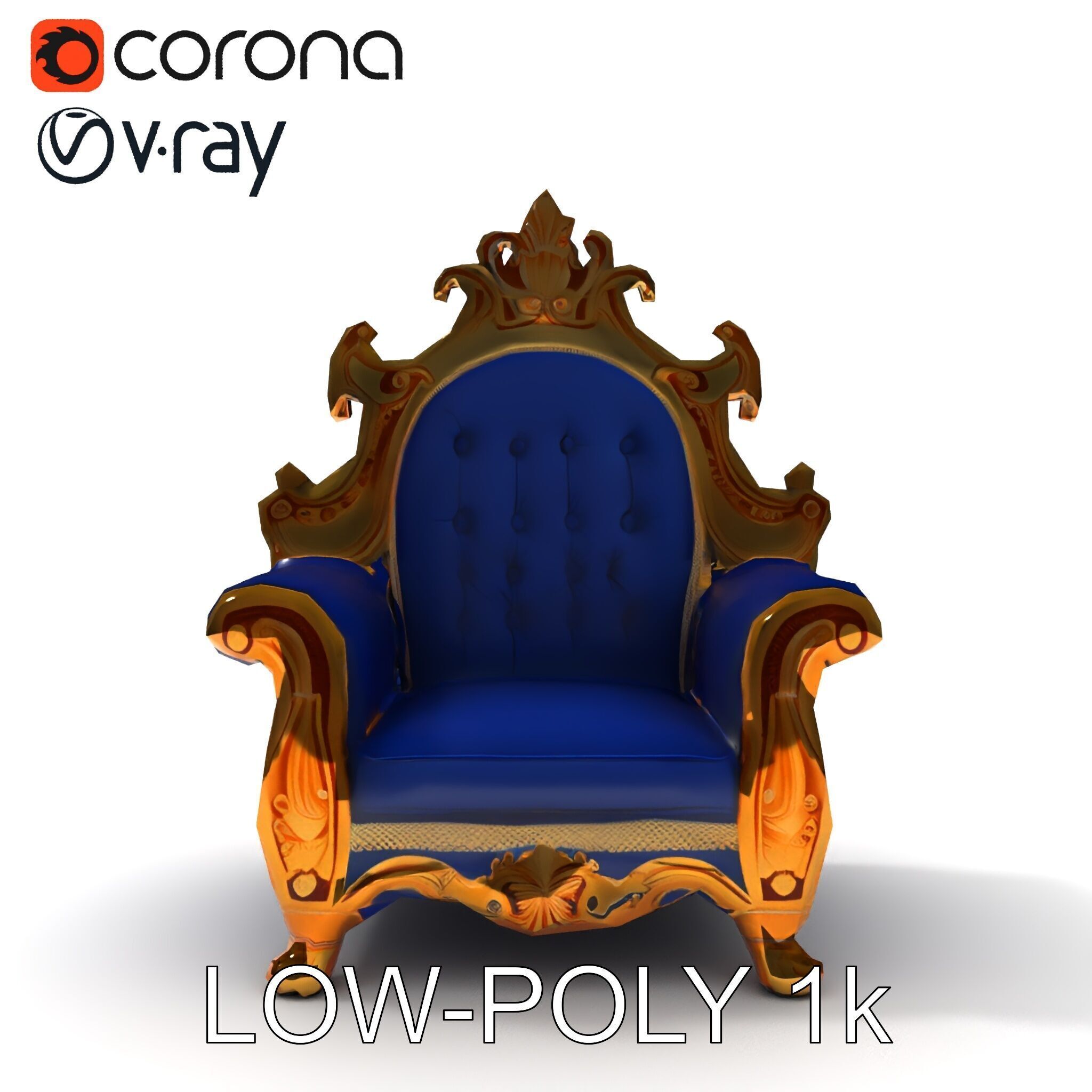 Ornate Royal Throne Chair D Model Pack Low-poly 3D model_19