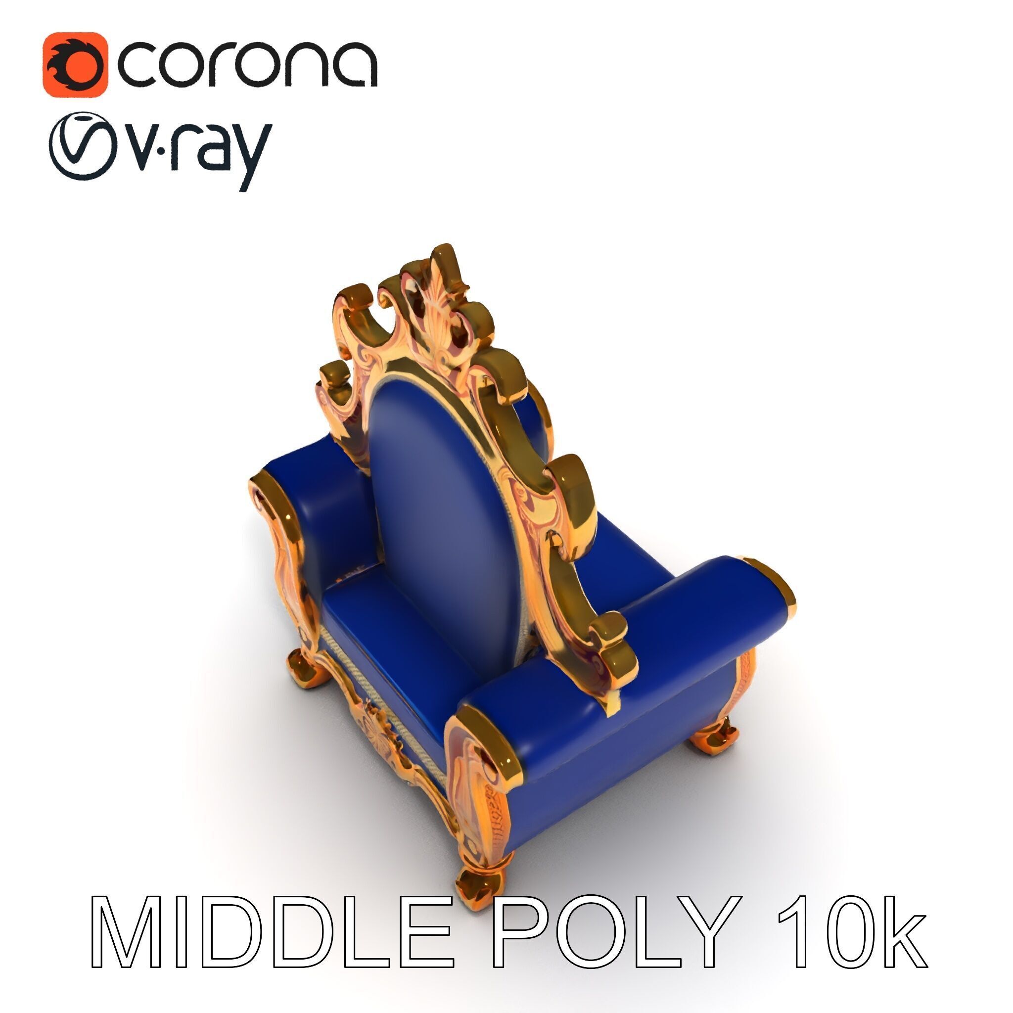 Ornate Royal Throne Chair D Model Pack Low-poly 3D model_12