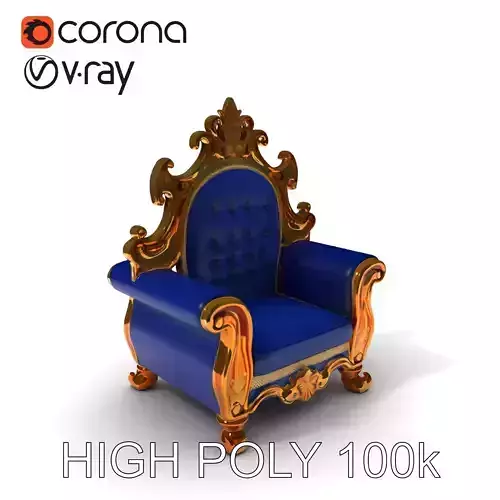 Ornate Royal Throne Chair D Model Pack Low-poly 3D model