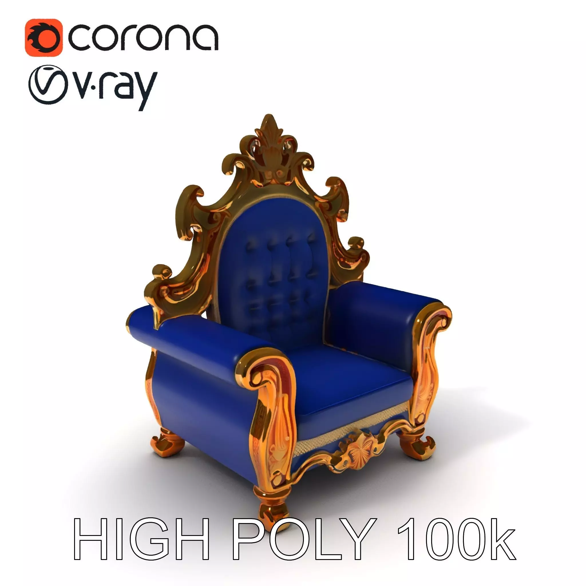 Ornate Royal Throne Chair D Model Pack Low-poly 3D model_0
