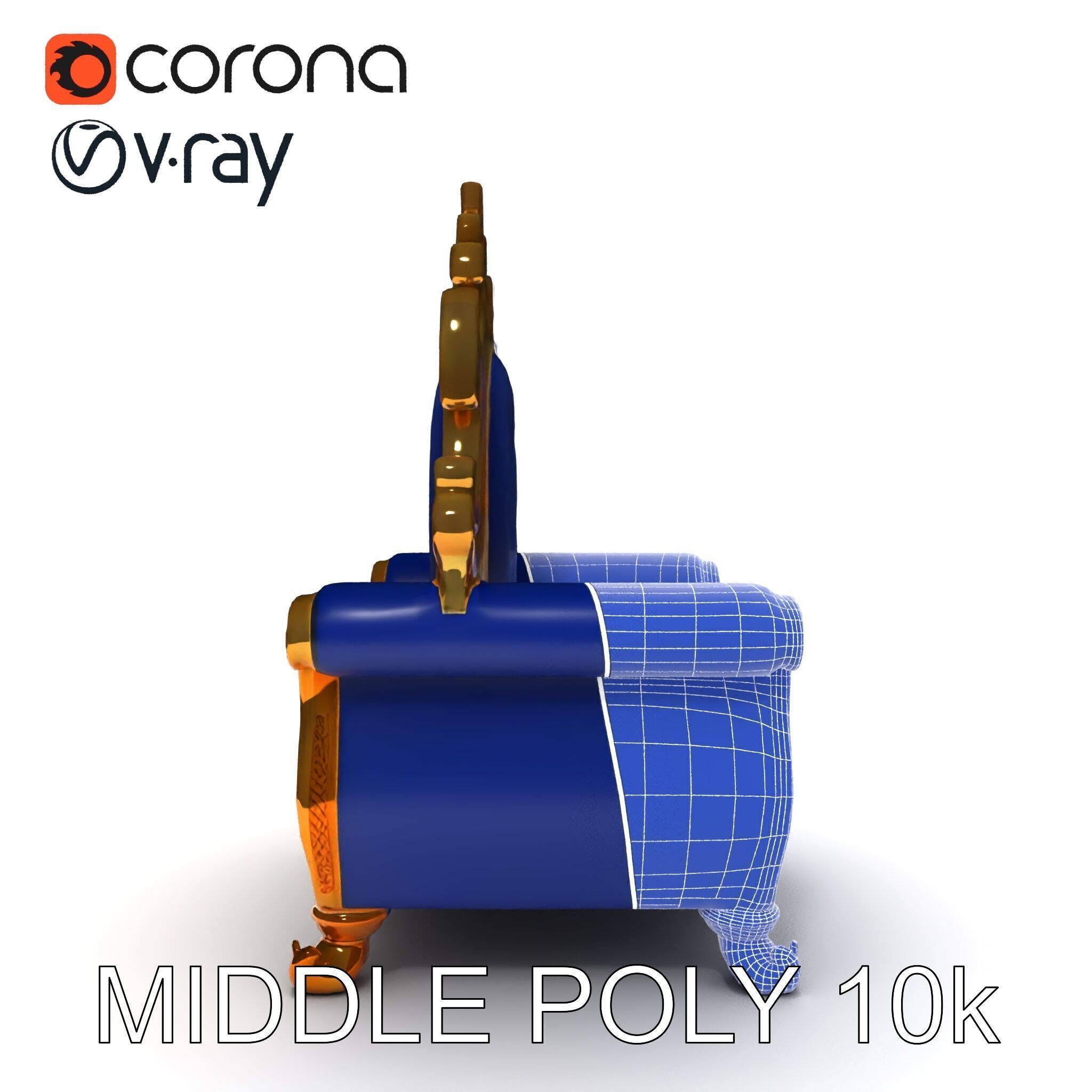 Ornate Royal Throne Chair D Model Pack Low-poly 3D model_33