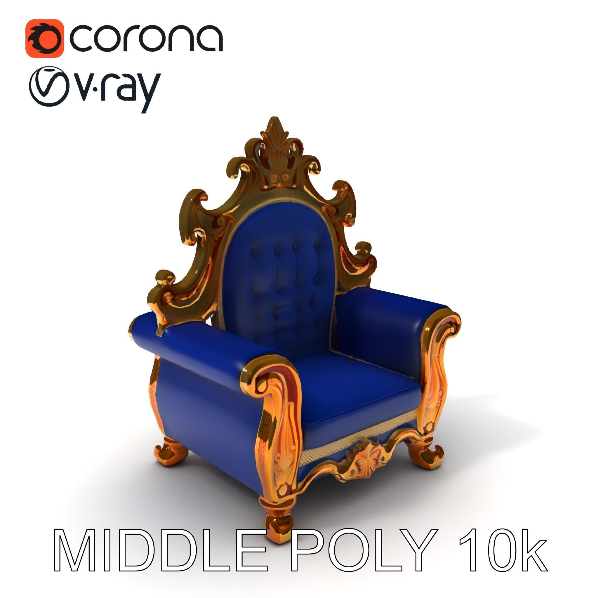 Ornate Royal Throne Chair D Model Pack Low-poly 3D model_29